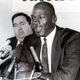 Jerry Krause, left, general manager of the Chicago Bulls, is shown with Bulls legend Michael Jordan in this Sept. 20, 1988 photo after Jordan agreed to an eight-year contract extension.